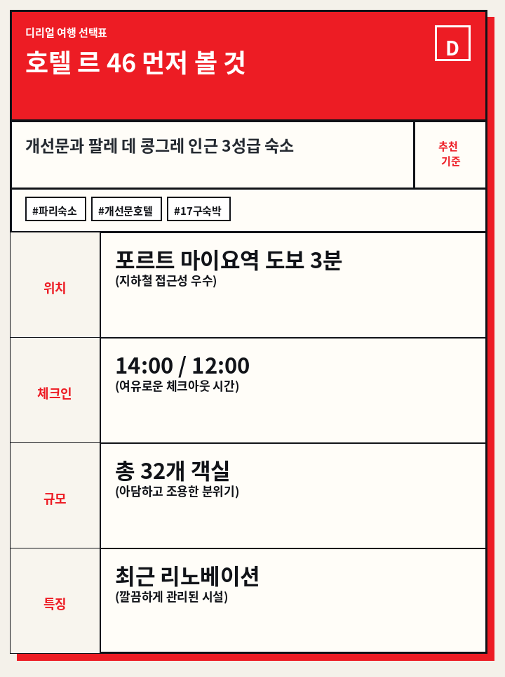 호텔 르 46 먼저 볼 것
