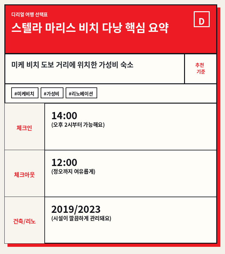 스텔라 마리스 비치 다낭 핵심 요약