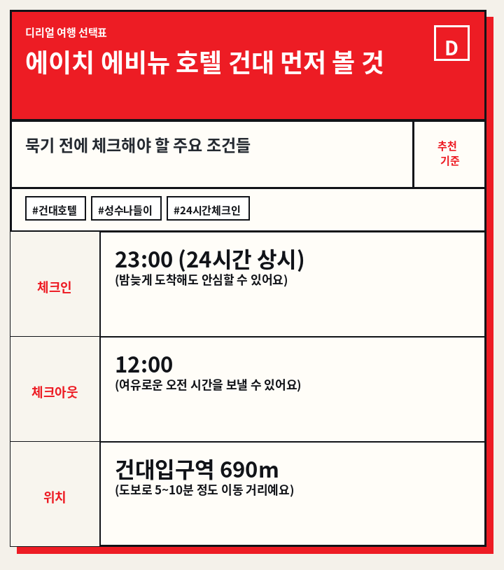 에이치 에비뉴 호텔 건대 먼저 볼 것