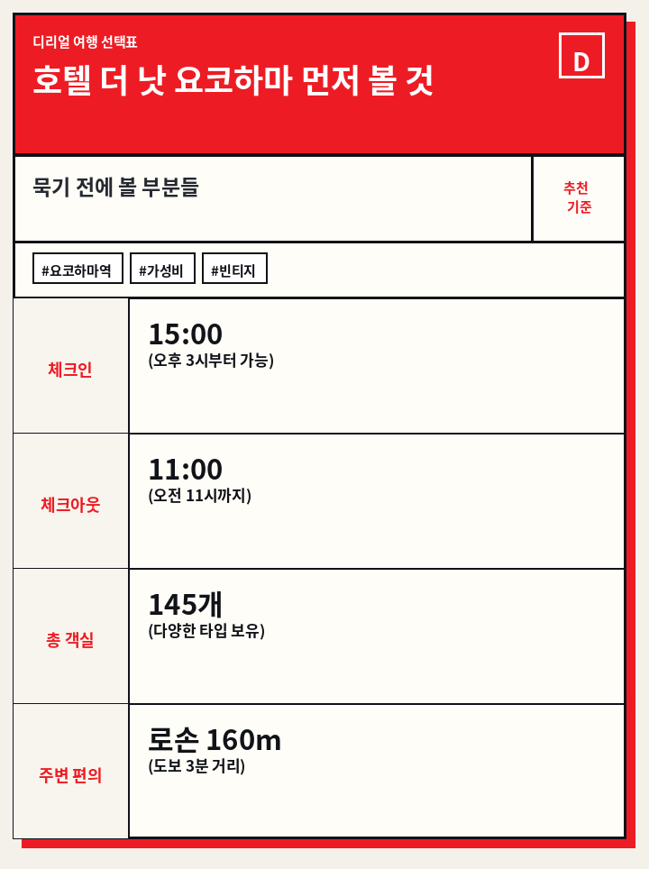 호텔 더 낫 요코하마 먼저 볼 것