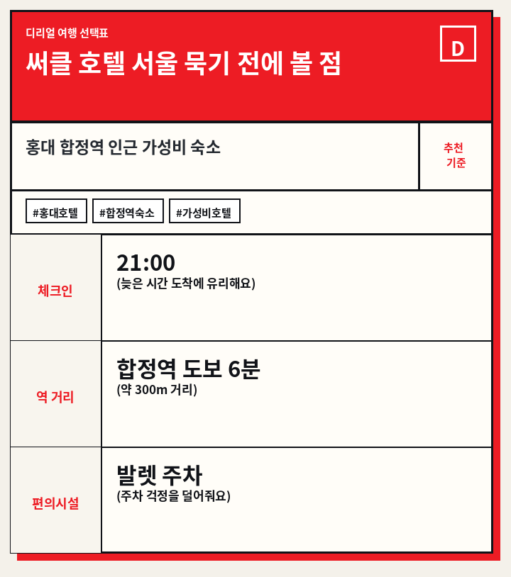 써클 호텔 서울 묵기 전에 볼 점