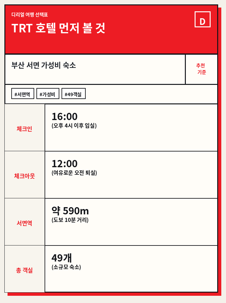TRT 호텔 먼저 볼 것