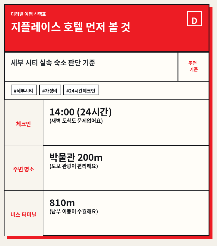 지플레이스 호텔 먼저 볼 것