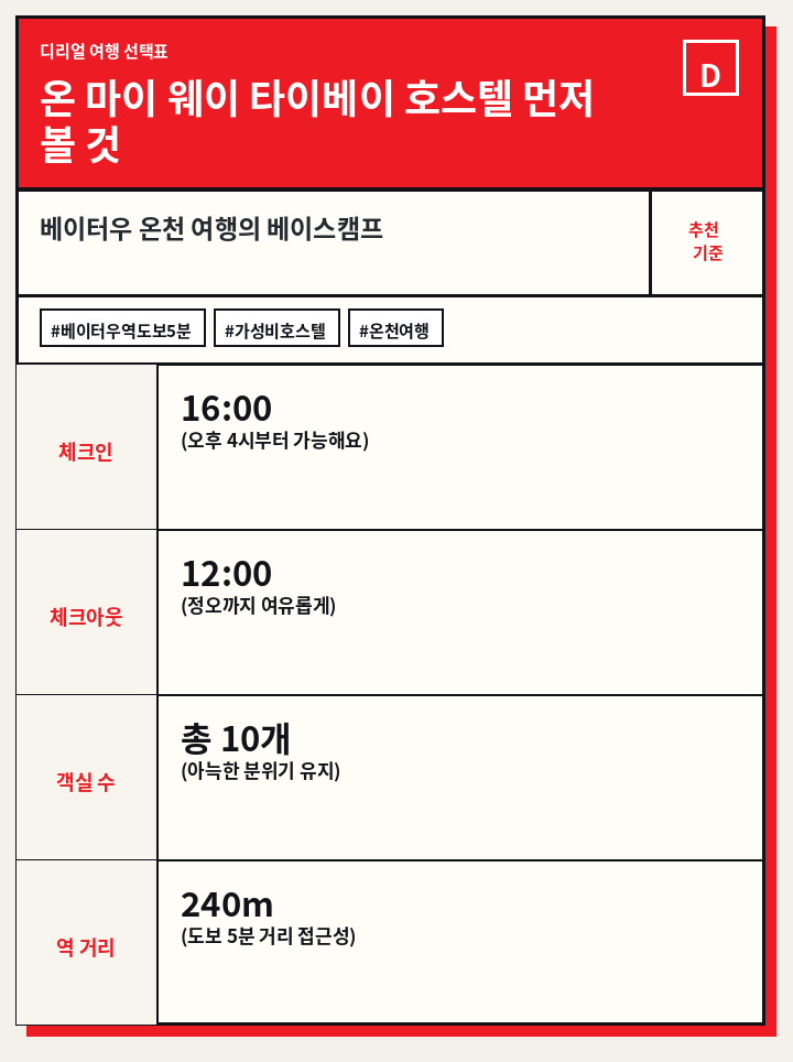 온 마이 웨이 타이베이 호스텔 먼저 볼 것