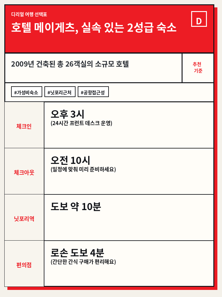 호텔 메이게츠, 실속 있는 2성급 숙소