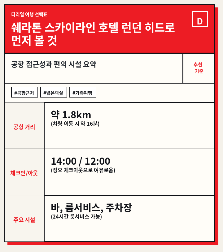 쉐라톤 스카이라인 호텔 런던 히드로 먼저 볼 것