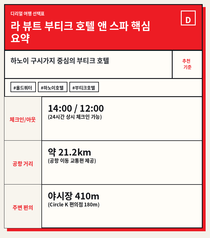 라 뷰트 부티크 호텔 앤 스파 핵심 요약