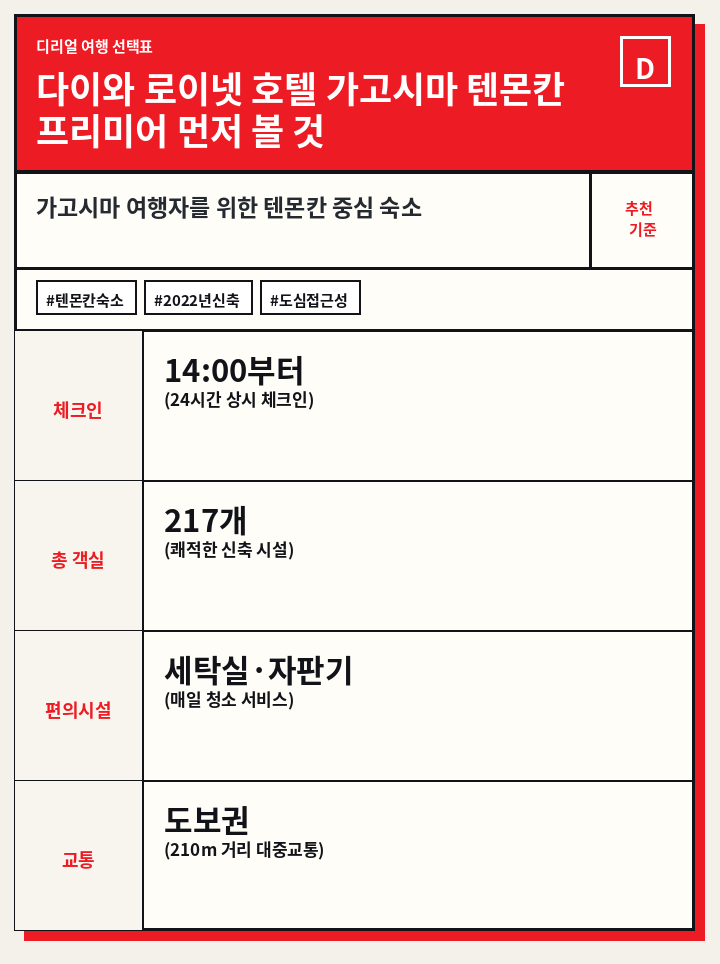 다이와 로이넷 호텔 가고시마 텐몬칸 프리미어 먼저 볼 것