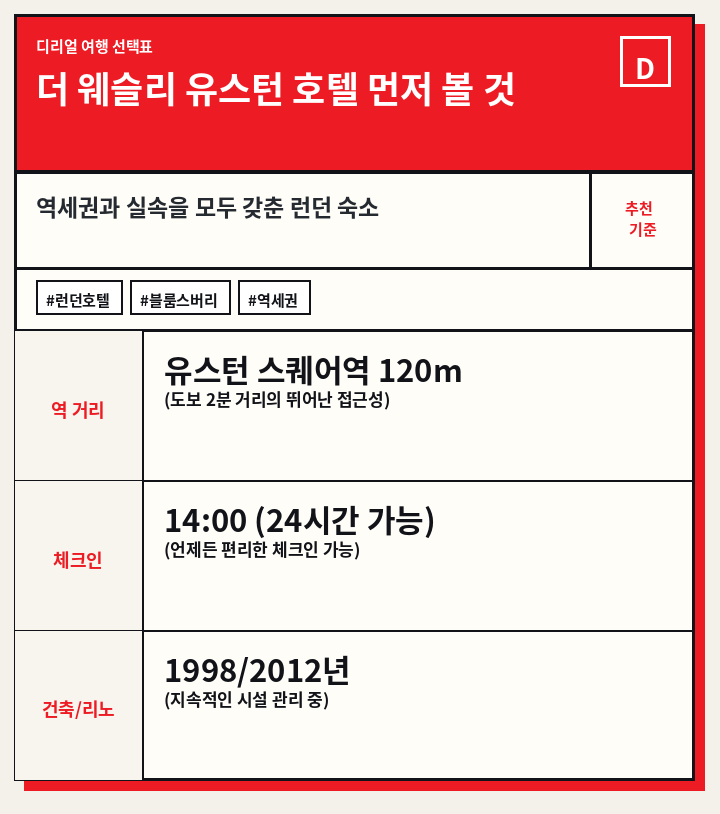 더 웨슬리 유스턴 호텔 먼저 볼 것