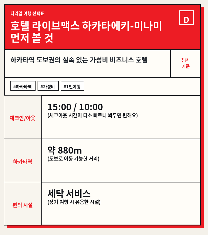 호텔 라이브맥스 하카타에키-미나미 먼저 볼 것