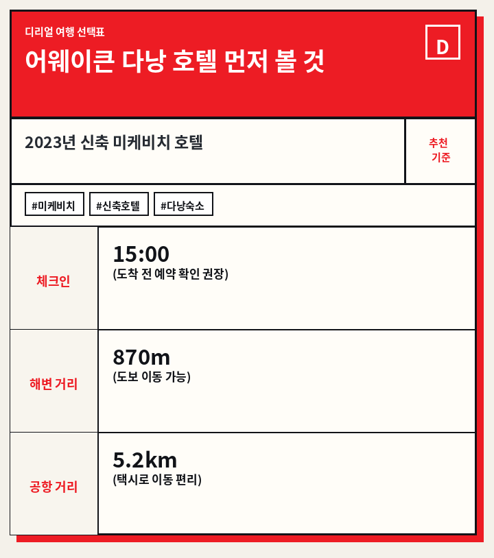 어웨이큰 다낭 호텔 먼저 볼 것