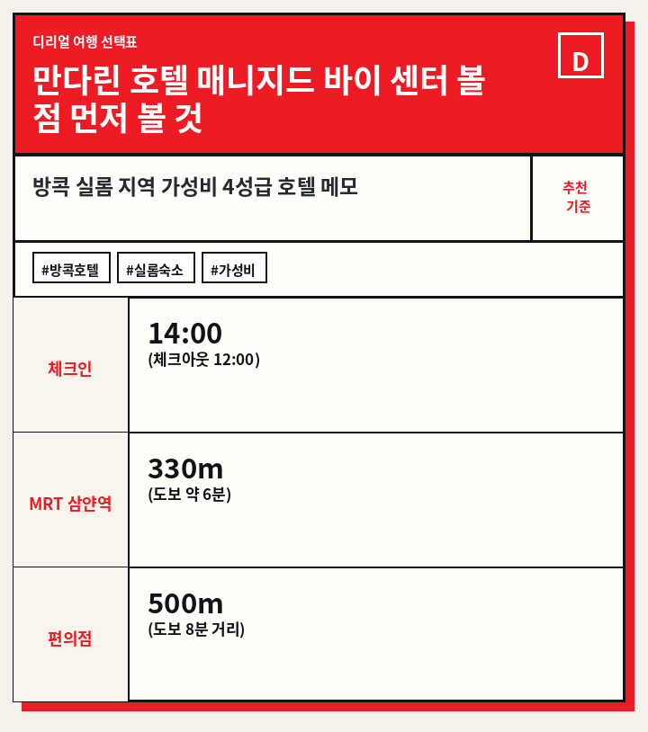 만다린 호텔 매니지드 바이 센터 볼 점 먼저 볼 것