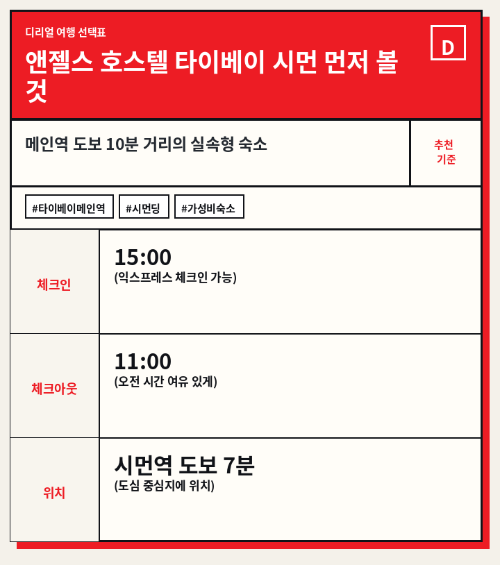 앤젤스 호스텔 타이베이 시먼 먼저 볼 것